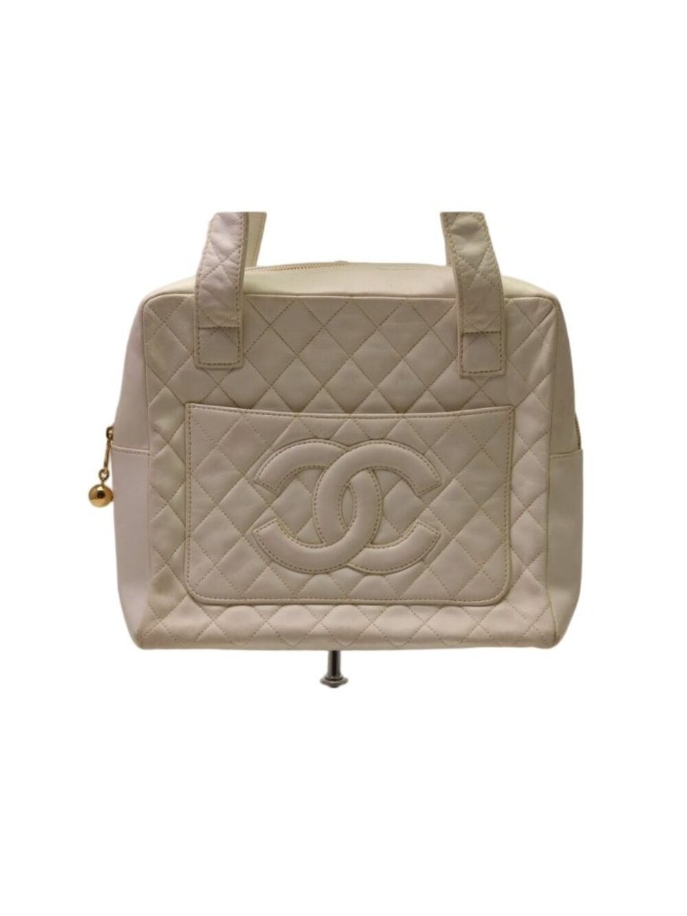 Chanel Jumbo CC Logo Lambskin White Handbag